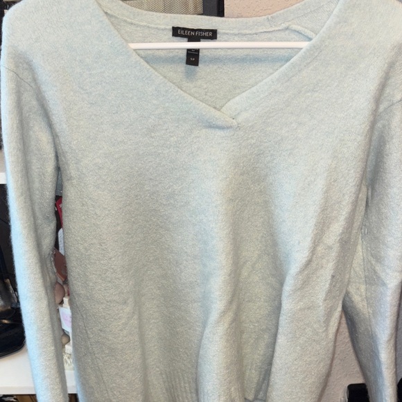 Eileen Fisher Soft Gray V-Neck Top - Picture 1 of 4